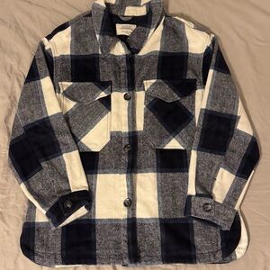 Ashley By 26 International Navy and Cream Plaid Jacket